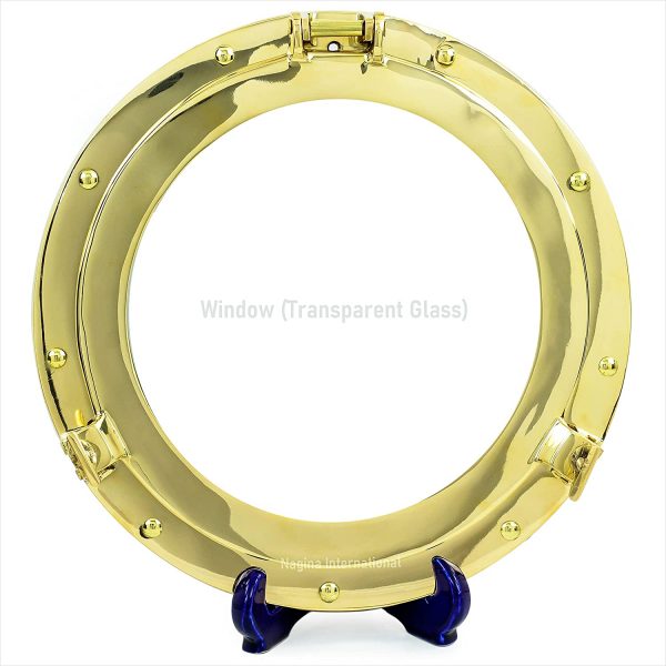 Nagina International 15" Brass Porthole Window: Maritime and Nautical Ship Decor