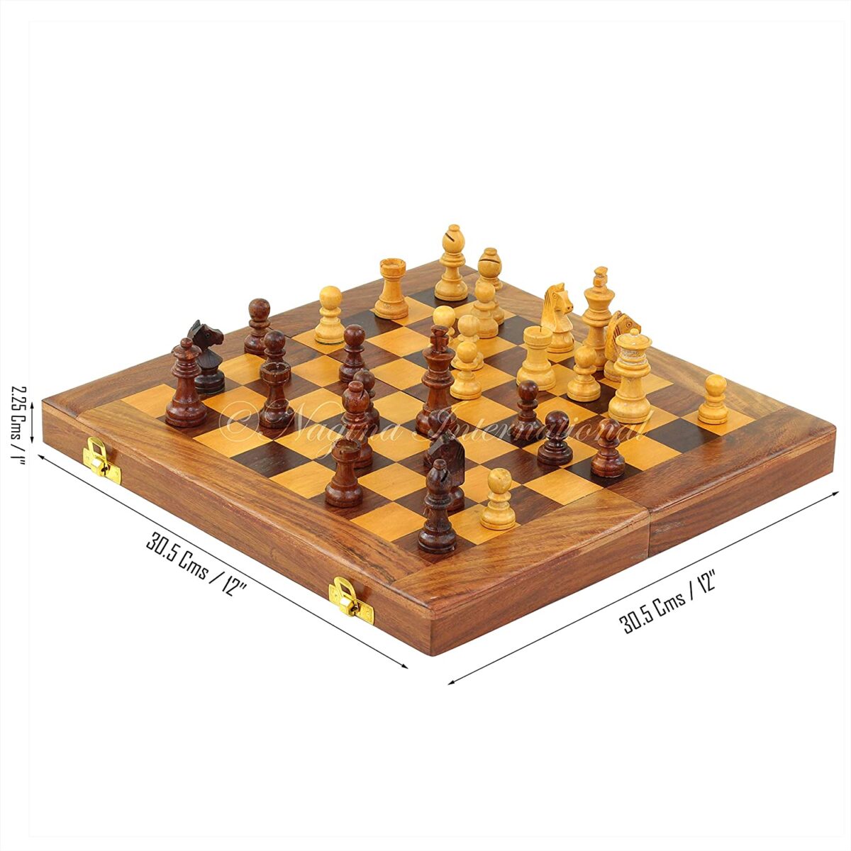 Best Folding Wooden Chess Board Set With Magnetic Closure I With Storage  For Pieces I Portable- For Adults & Kids