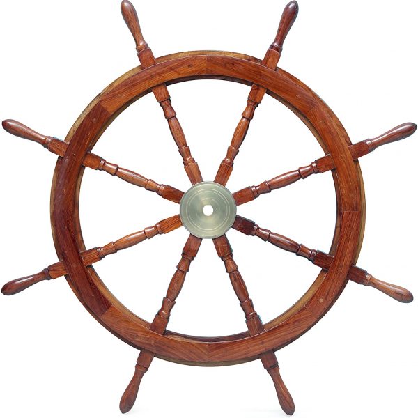Nagina International Nautical Wooden Ship Wheels | Pirate's Decorative Wall Hanging Decorative Accessories | Nursery Home Décor Boat Collectible Gifts Ideas (Turret Spokes)