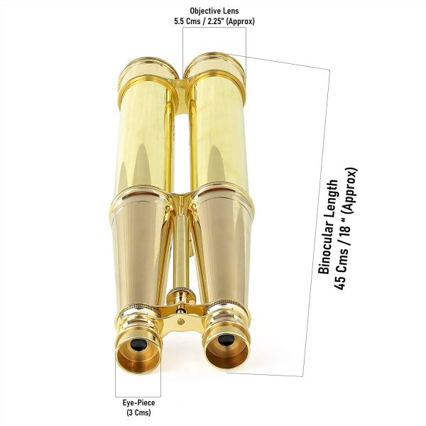 60" Floor Standing Admirals Solid Brass Binoculars - Nautical Decor - Nautical Home Decoration | Fully Functional Dual Barrel Magnifying Binoculars