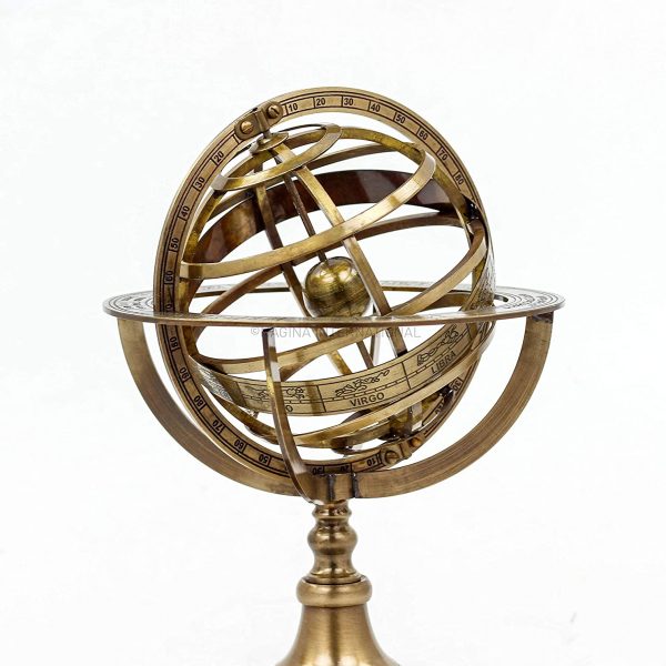 Nagina International, Brass Antique Finish Nautical Home Decor Armillary Zodiac Sphere Globe 9" - Gift