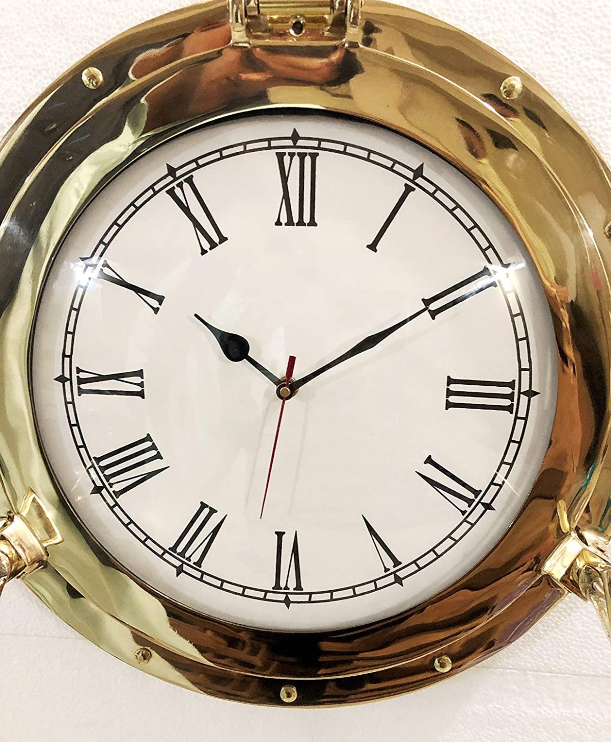 20″ Antique Marine Solid Brass Ship Porthole Analog Clock Nautical Wall  Hanging Clock Home Decor – Nagina International