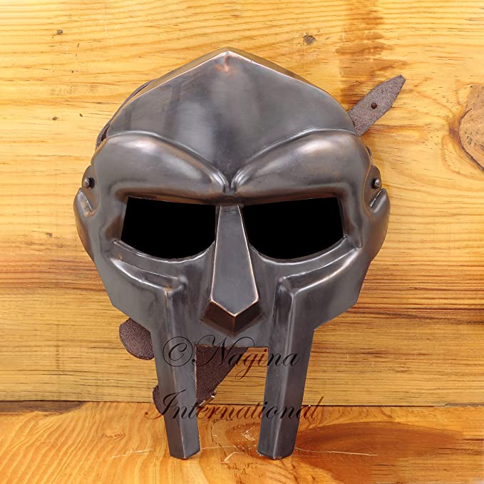 Gladiator Helmet Face Mask MF Doom | Halloween Costume Headwear/Facewear Accessories | Metal Full Face Wearable Unisex Mask (Doom Face Mask - Antique Copper)