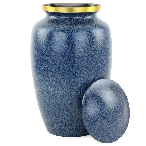 11" Aluminum Cremation Funeral Urns for Adult Human & Pet Loss | Gravel Beautiful Style Handcrafted Burial Funeral Urns for Cremated Ash Remains Storage (Gravel Blue)
