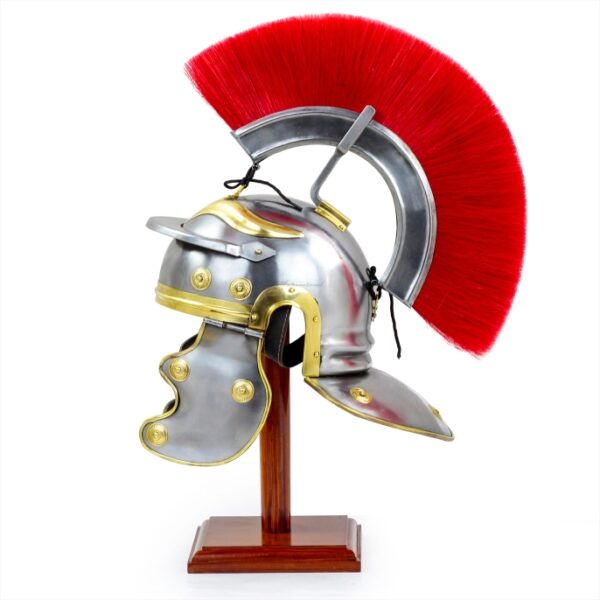 Nagina International Medieval Century Red Crest Roman Centurion Gallic Smiths Helmet for Gladiators Warriors for LARPERS