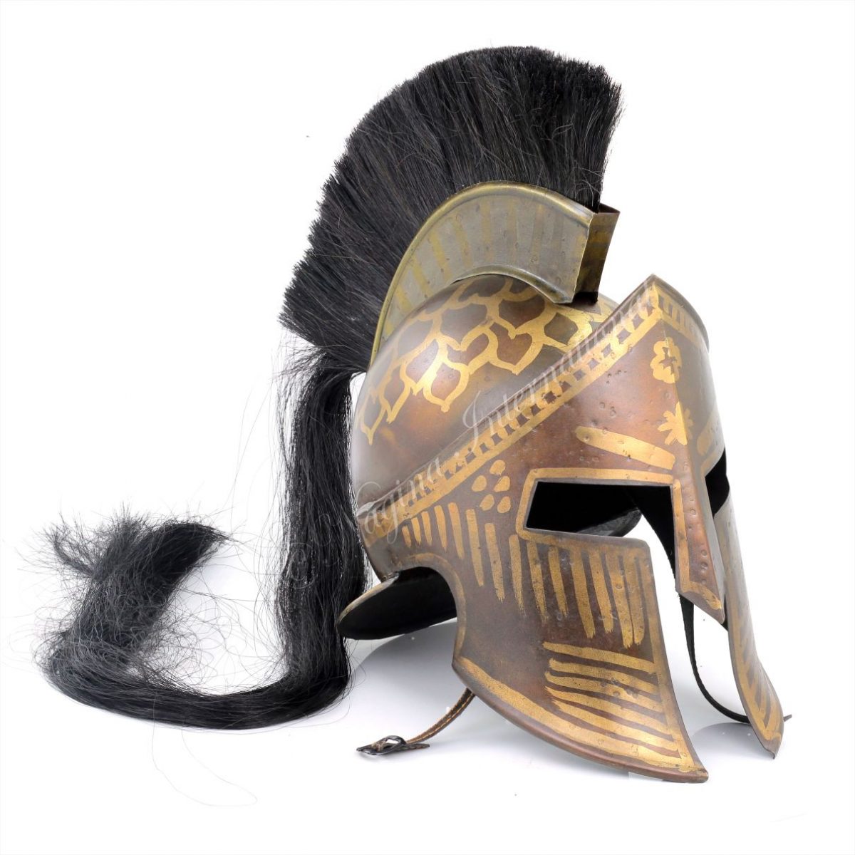 Tribal Antique Brown Medieval Era Warrior Helmet | Barbuta Crusader Knight Templar Armour Greek Steel Centurion Helmet | Halloween LARP (Tribal Brown)