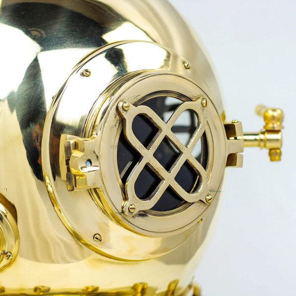 Nagina International Scuba Diving Nautical Helmet | Maritime Ship's Decorative Helmet (Polished Brass)