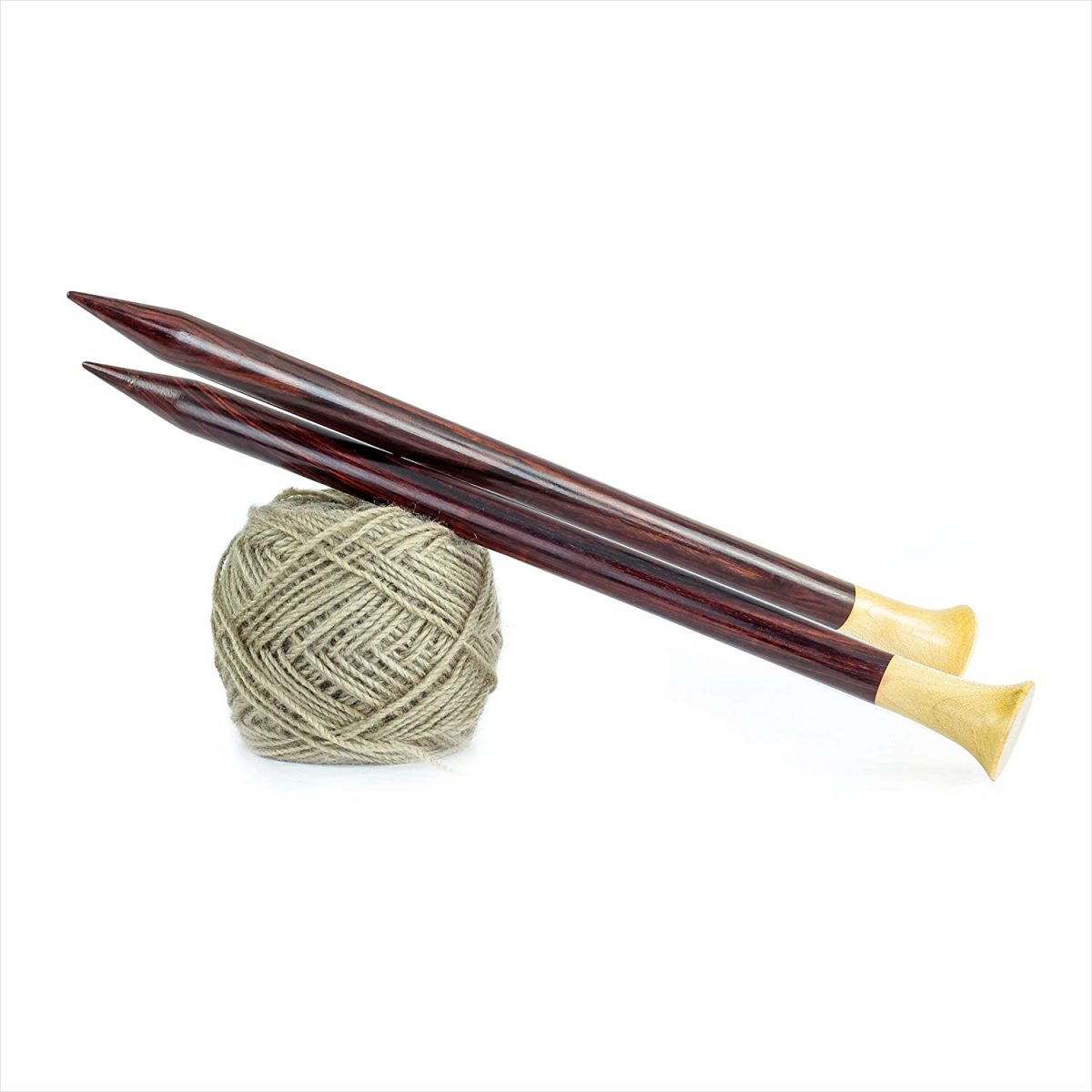 Nagina International 12" Rosewood & Maple Crafted Premium Yarn Knitting Needles | Stitching Accessories & Supplies (Maple Head)