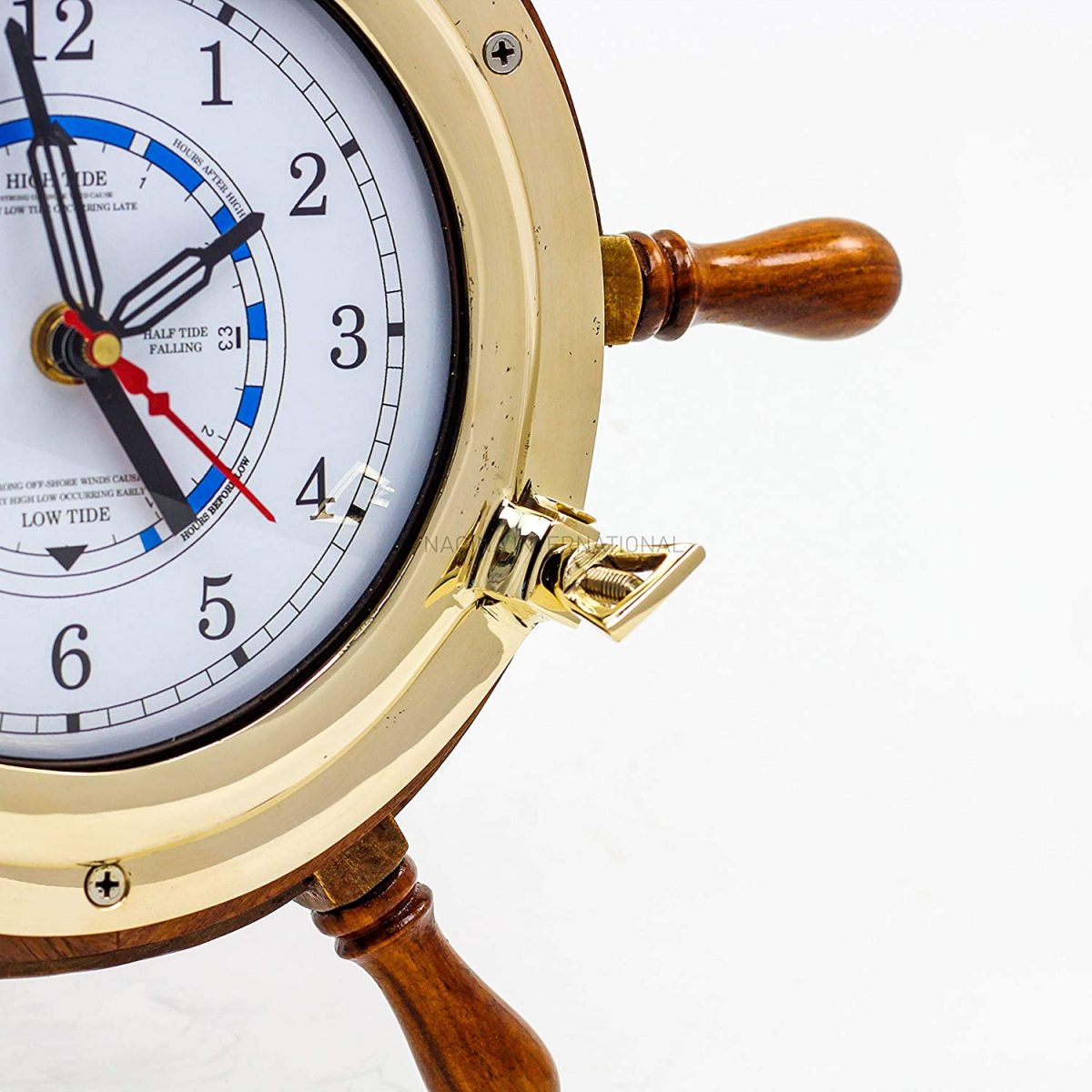 14″ Authentic Nautical Time Tide Clock Porthole Ship Wheel, Navy Pirate's  Gift & Decor
