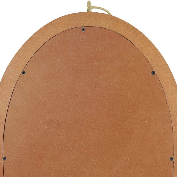 Nagina International 24" Oval Round Wooden Bathroom Rope Mirror | Wooden Framed Antique Style Chic Home Decor Accessories | Mozaic Designers Wall Hanging Ideas