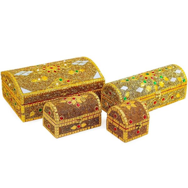 Nagina International Bridal Jewelry Hand Crafted South Asian Inexpensive Boxes | Ornamental Trivials Set of 4 Boxes