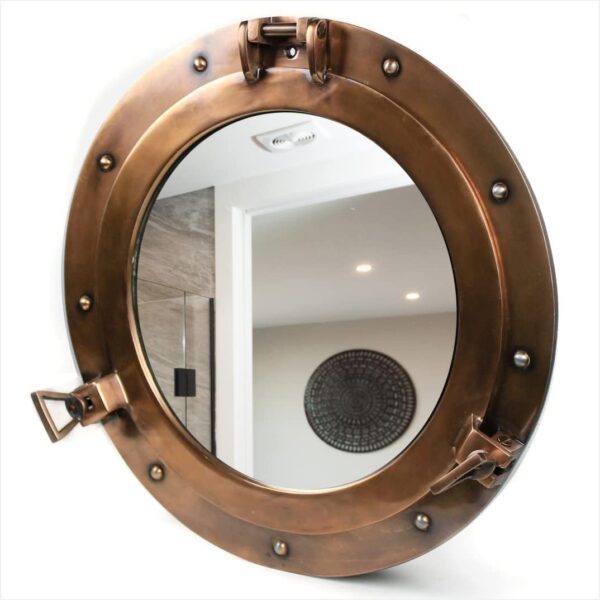 Premium Antique Copper Nautical Maritime Ship Porthole | Authentic Rustic Looking Mirrors and Portholes | Nagina International (Mirror, 30 Inches)