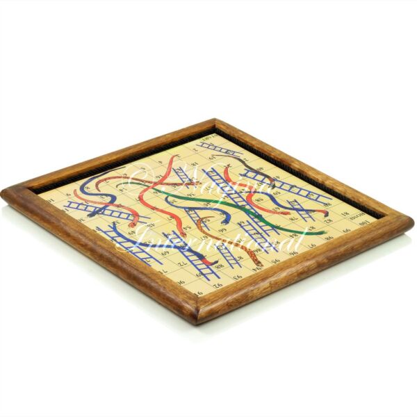 Wooden Handmade 2 in 1 Ludo Magnetic Snakes and Ladders Travel Board Fun Game