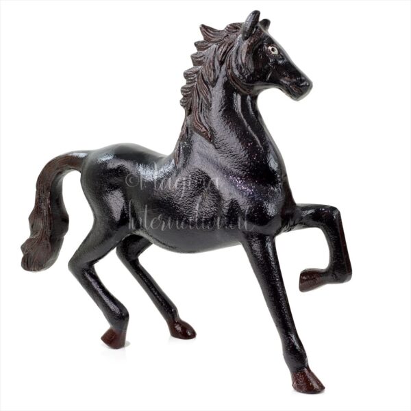 Nagina International Aluminum Horse Figurine for Table Decor & Display Purpose | Exquisite Workmanship with Intricate Detailings | European Style Animal Sculpture & Stylish Statues (Black)