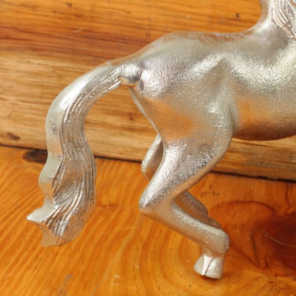 Nagina International Aluminum Horse Figurine for Table Decor & Display Purpose | Exquisite Workmanship with Intricate Detailings | European Style Animal Sculpture & Stylish Statues (Silver)