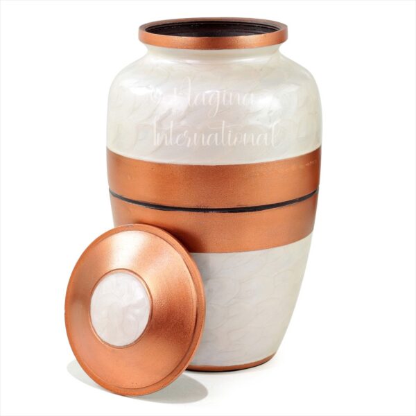 Aluminum Metal Cremation Urns for Ashes & Mortal Remains | Handmade Beautiful Urns for Humans and Pets (Haloed Copper Band)