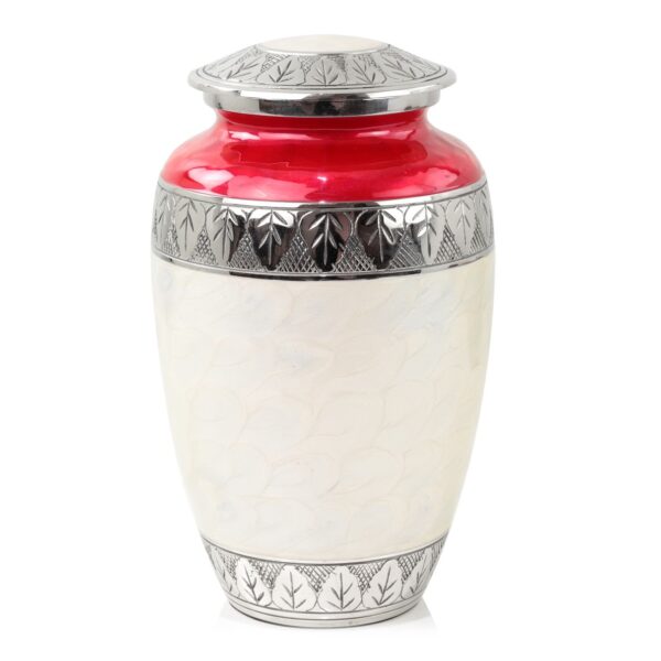 Aluminum Metal Cremation Urns for Ashes & Mortal Remains | Handmade Beautiful Urns for Humans and Pets (Red Petal Garland)