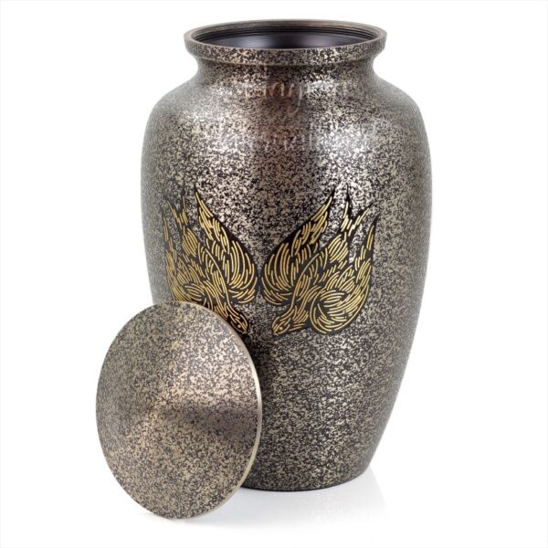 Aluminum Metal Cremation Urns for Ashes & Mortal Remains | Handmade Beautiful Urns for Humans and Pets (Speckled Black)