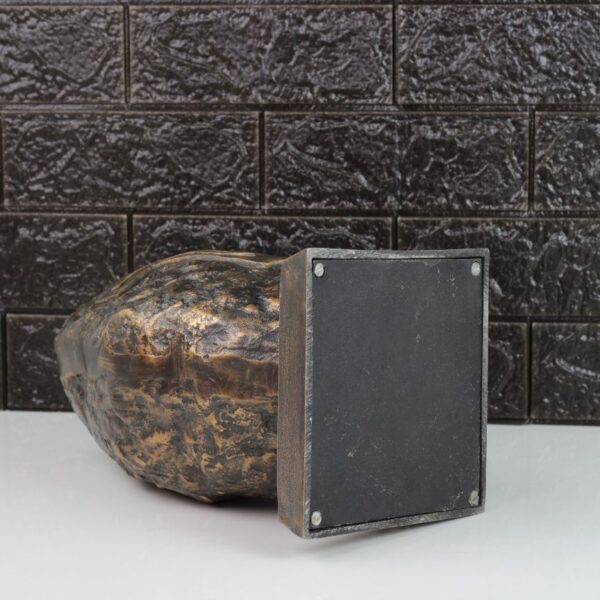 Crucifix Rock Stone Boulder Style Antique Dorado Brown Cremation Ash Urn | Pet & Human Adults Remains Storage Container & Funerary Box | Decorative Beautiful Stylish